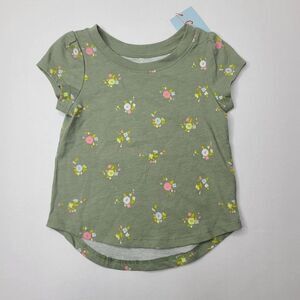 Toddler Girls Floral Short Sleeve T-Shirt Cat & Jack Olive Green 12M